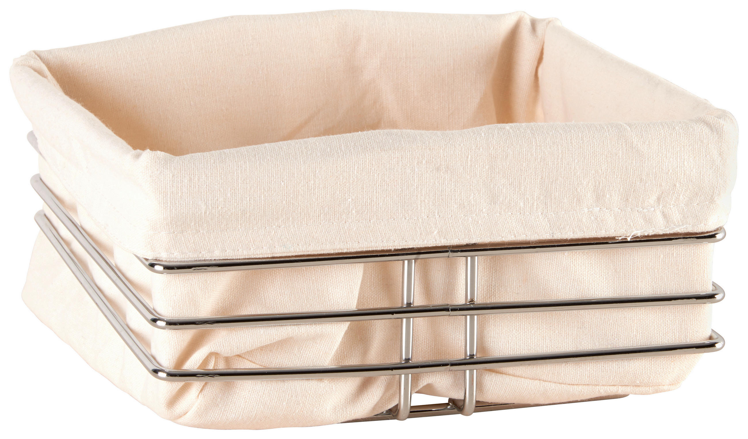 BRÖDKORG  23/21,5/11 cm  - beige/kromfärg, Basics, metall/textil (23/21,5/11cm) - Justinus