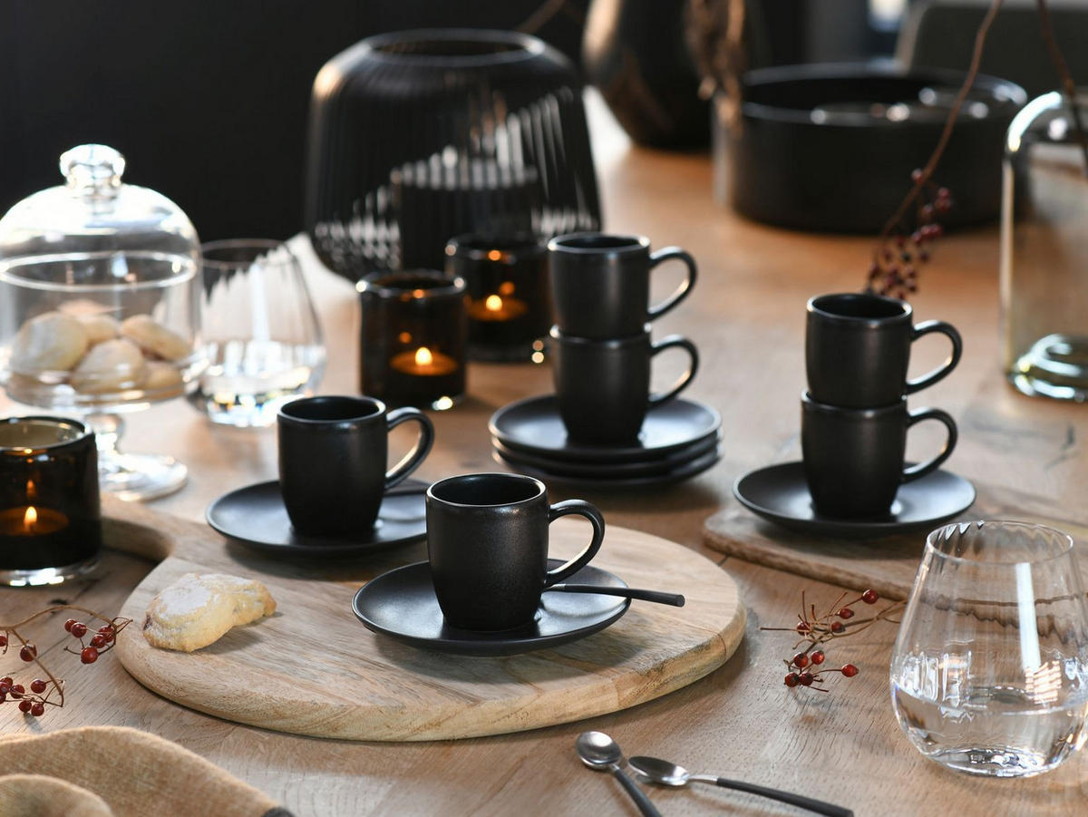 SET MED KOPPAR Soft Touch Black 12 delar  - Basics, keramik - Creatable