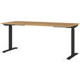 SCHREIBTISCH 180/80/72-118 cm  in Braun, Schwarz, Eichefarben  - Eichefarben/Schwarz, MODERN, Holzwerkstoff/Metall (180/80/72-118cm) - Novel