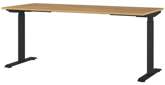 SCHREIBTISCH 180/80/72-118 cm in Braun, Schwarz, Eichefarben - Eichefarben/Schwarz, MODERN, Holzwerkstoff/Metall (180/80/72-118cm) - Novel