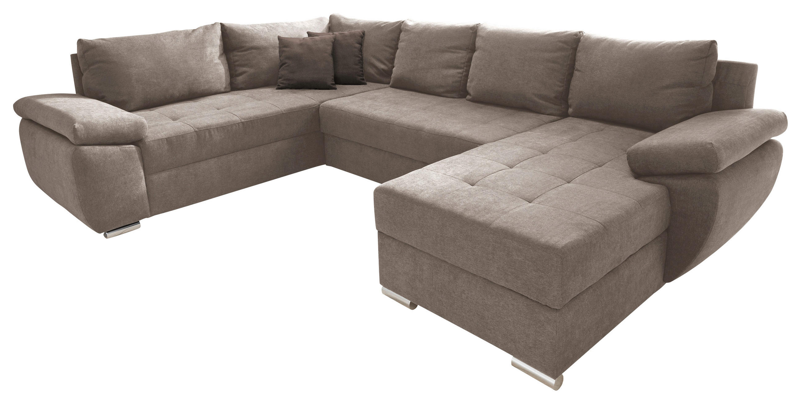 WOHNLANDSCHAFT in Mikrofaser Taupe - Taupe/Chromfarben, Konventionell, Textil/Metall (219/294/157cm) - Livetastic