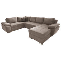 WOHNLANDSCHAFT Taupe Mikrofaser  - Taupe/Chromfarben, KONVENTIONELL, Textil/Metall (219/294/157cm) - Livetastic