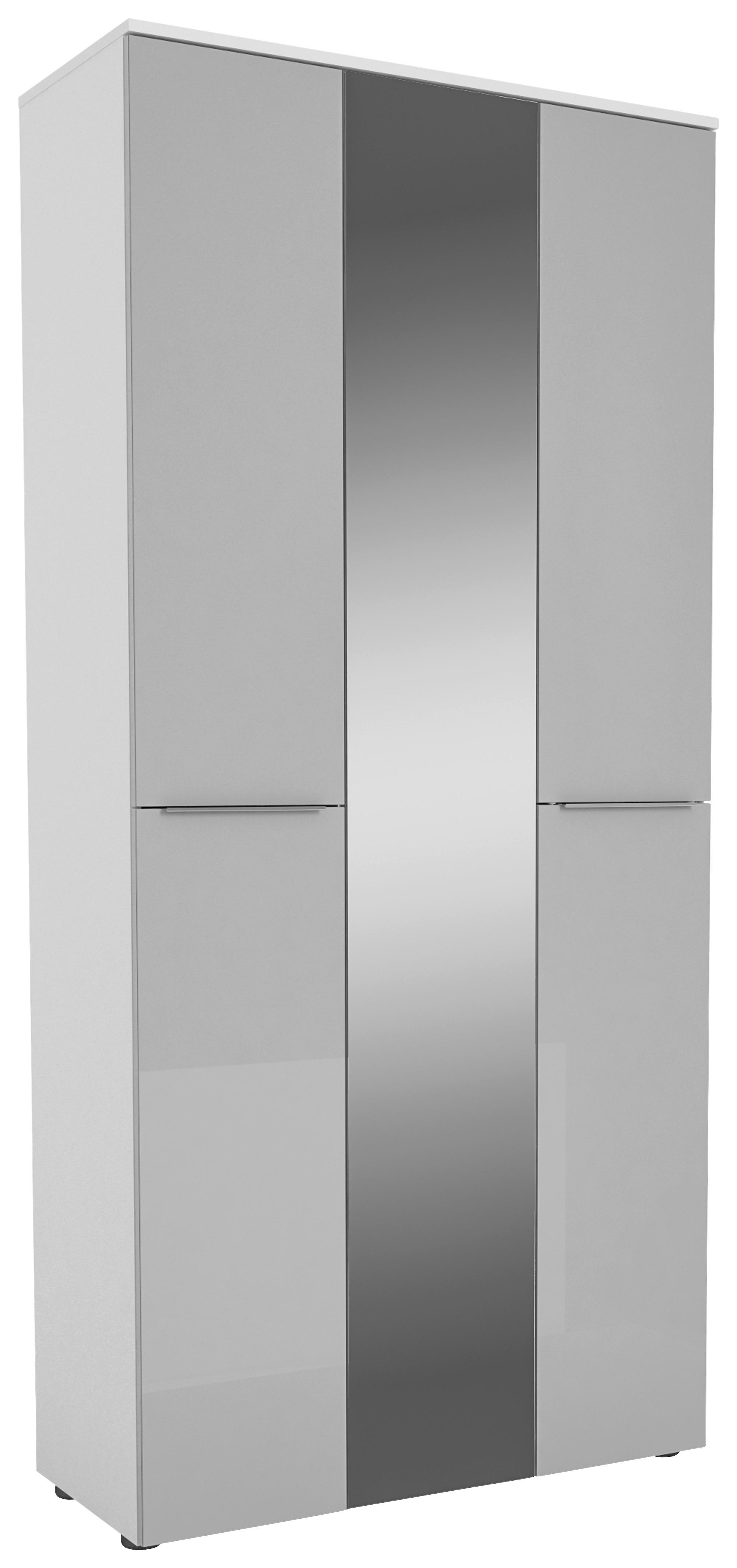 GARDEROBENSCHRANK Grau, Weiß  - Chromfarben/Weiß, Design, Glas/Holzwerkstoff (90,2/195,7/40cm)