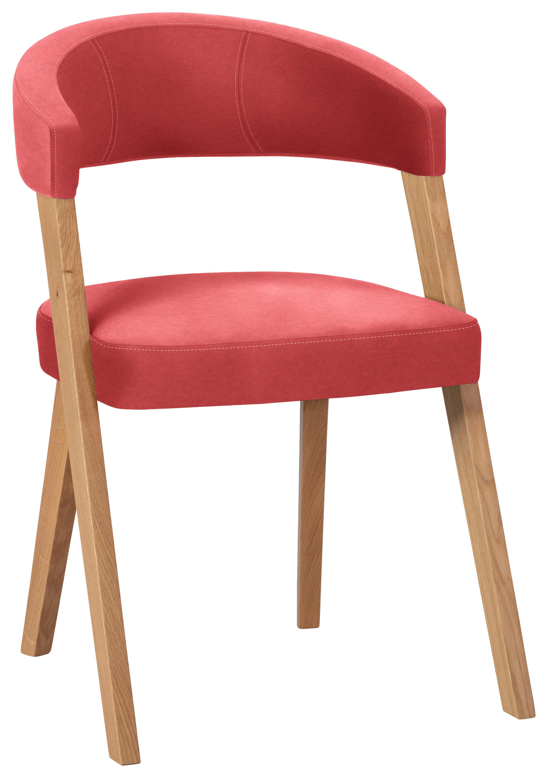 STUHL in Holz, Textil Rot, Wildeiche  - Wildeiche/Eichefarben, MODERN, Holz/Textil (56/81/66cm) - Venda