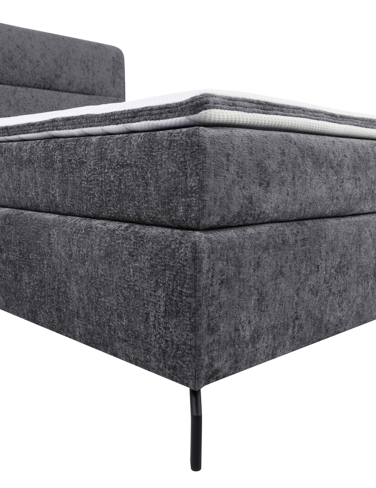 BOXSPRINGBETT 140/200 cm  in Dunkelgrau  - Dunkelgrau/Schwarz, Design, Textil/Metall (140/200cm) - Esposa