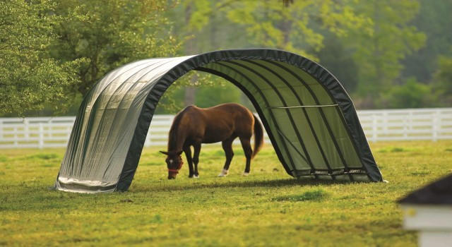 ZELTGARAGE - Dunkelgrün, Basics, Kunststoff (610/370/250cm) - Ambia Garden