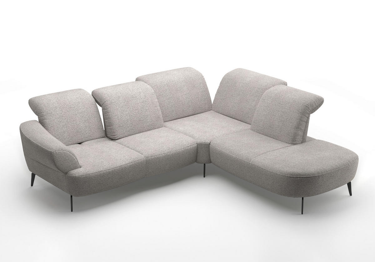 ECKSOFA in Chenille Silberfarben  - Silberfarben/Schwarz, Modern, Textil/Metall (302/270cm) - Sit & More