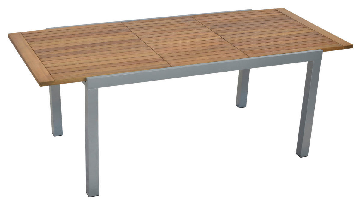 GARTENTISCH 150-200/90/75 cm Metall rechteckig  - Silberfarben/Naturfarben, MODERN, Holz/Metall (150-200/90/75cm) - Gardenson
