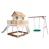 SPIELTURM 613/291/277 cm  - Braun/Weiß, KONVENTIONELL, Holz (613/291/277cm) - Ambia Garden