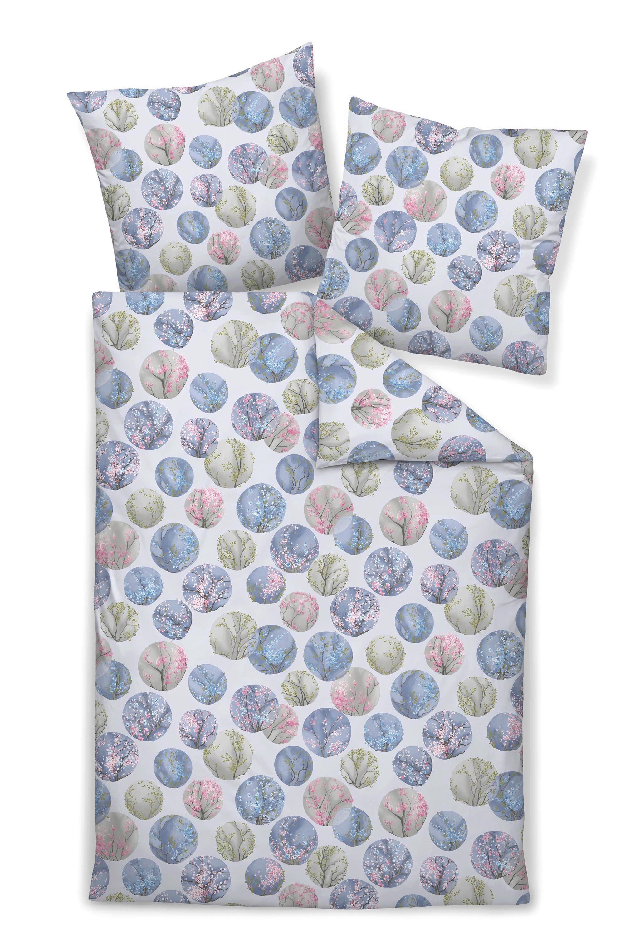 BETTWÄSCHE MILANO Makosatin 155/200 cm  - Blau/Rosa, Basics, Textil (155/200cm) - Janine
