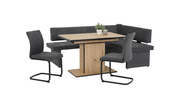 ESSTISCH Schwarz, Eiche Artisan rechteckig ausziehbar, Variantenauswahl - Schwarz/Eiche Artisan, KONVENTIONELL, Holzwerkstoff (120-160/80/76cm) - Carryhome