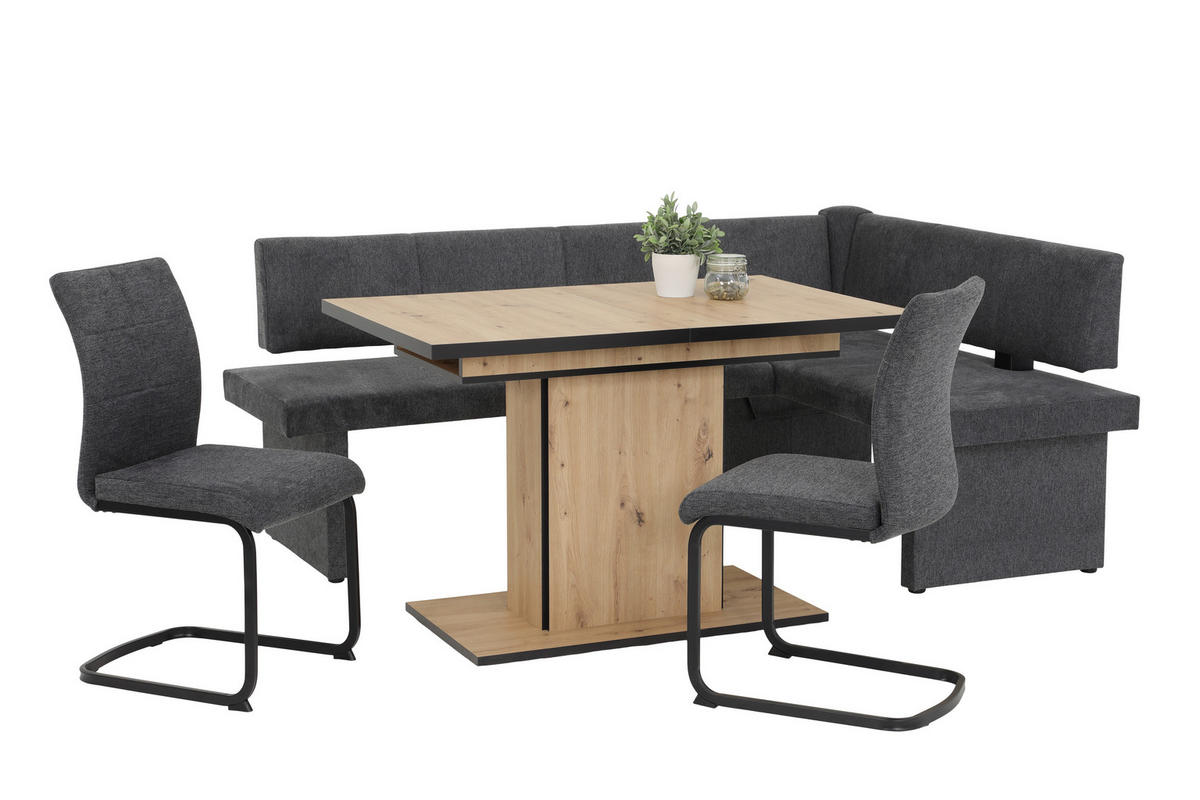 ESSTISCH in Holzwerkstoff 120-160/80/76 cm  - Schwarz/Eiche Artisan, KONVENTIONELL, Holzwerkstoff (120-160/80/76cm) - Carryhome