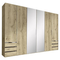 DREHTÜRENSCHRANK in Eichefarben  - Chromfarben/Eichefarben, Modern, Glas/Holzwerkstoff (300/216/58cm) - MID.YOU