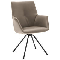 ARMLEHNSTUHL  in Stahl Echtleder pigmentiert  - Taupe/Schwarz, Design, Leder/Metall (65/91/63cm) - Dieter Knoll