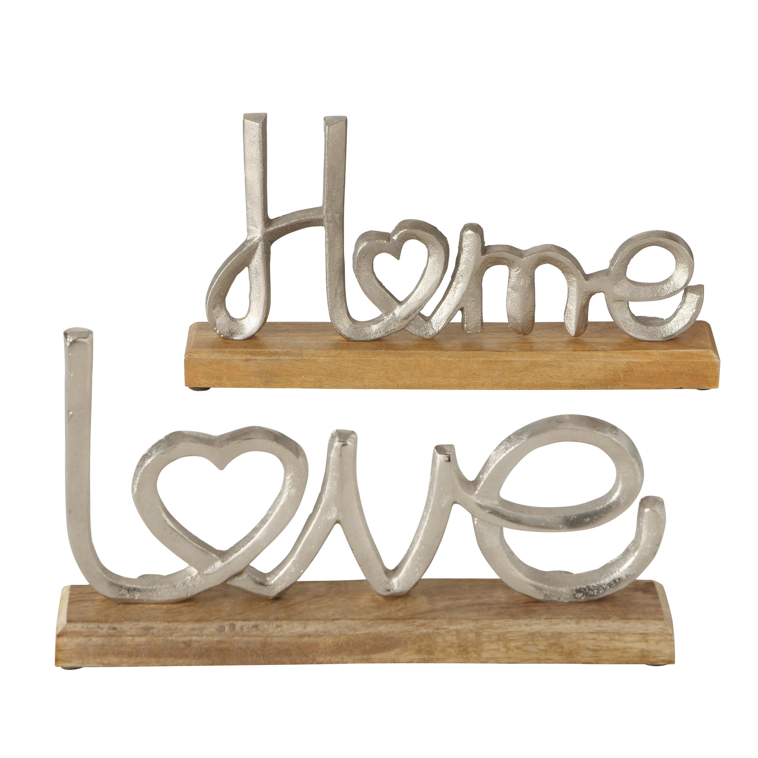 DEKOSCHRIFTZUG - Alufarben/Akaziefarben, Design, Holz/Metall - Ambia Home