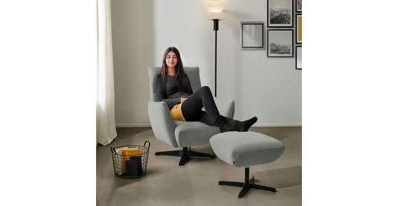 SESSEL in Chenille Hellgrau  - Hellgrau/Schwarz, Design, Textil/Metall (60/94/86cm) - Dieter Knoll