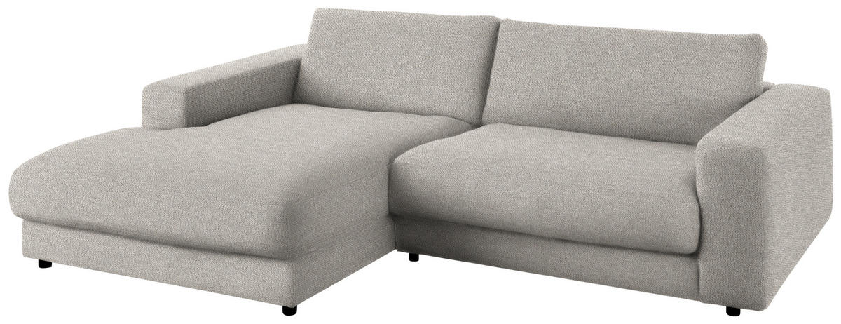 ECKSOFA in Flachgewebe Hellgrau  190/270 cm  - Hellgrau/Schwarz, Design, Kunststoff/Textil (190/270cm) - Lomoco
