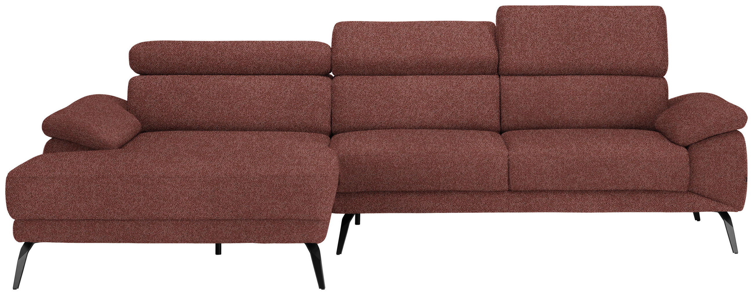ECKSOFA in Velours Weinrot  - Weinrot/Schwarz, Design, Textil/Metall (187/295cm) - Novel