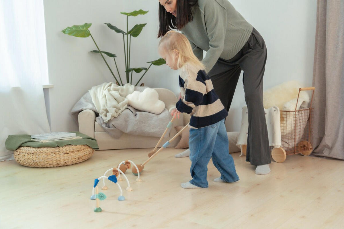 KINDERGOLFTROLLEY Korko  - Cognac/Hellgrün, Basics, Holz/Holzwerkstoff (0,60kg)