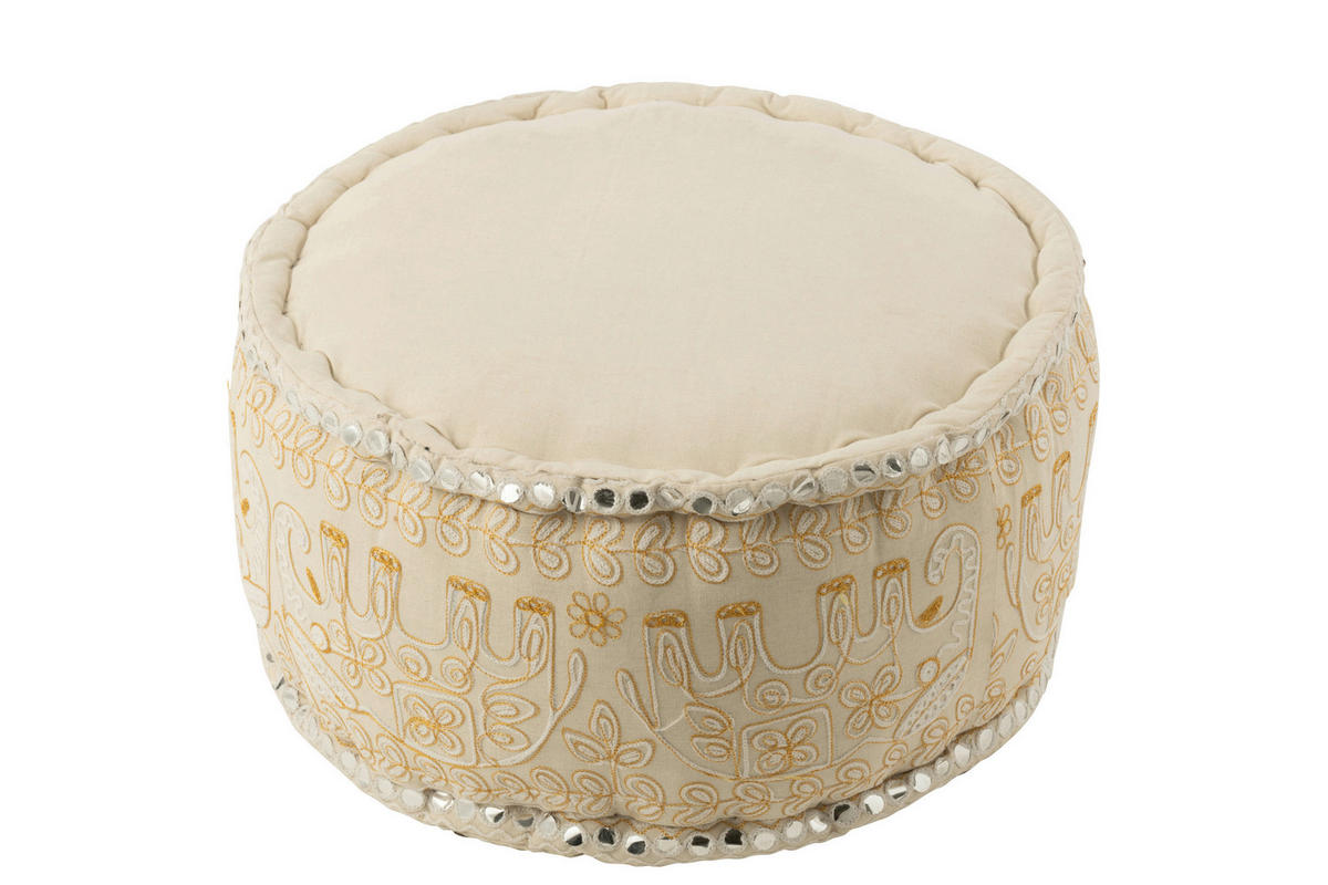 HOCKER in Textil Creme, Goldfarben  - Goldfarben/Creme, Basics, Textil (54/54/30cm)