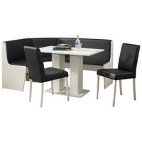 ECKBANKGRUPPE Textil, Holzwerkstoff Schwarz, Weiss  - Weiss/Schwarz, Konventionell, Holzwerkstoff/Textil (130/169cm) - Boxxx