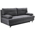 SCHLAFSOFA mit Liegefunktion, Rücken echt Chenille Graphitfarben - Schwarz/Graphitfarben, KONVENTIONELL, Holz/Textil (212/97/105cm) - Carryhome