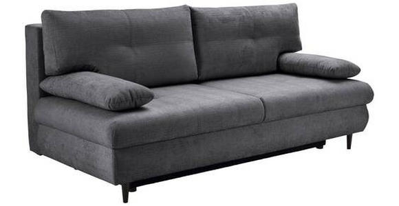 SCHLAFSOFA mit Liegefunktion, Rücken echt Chenille Graphitfarben - Schwarz/Graphitfarben, KONVENTIONELL, Holz/Textil (212/97/105cm) - Carryhome