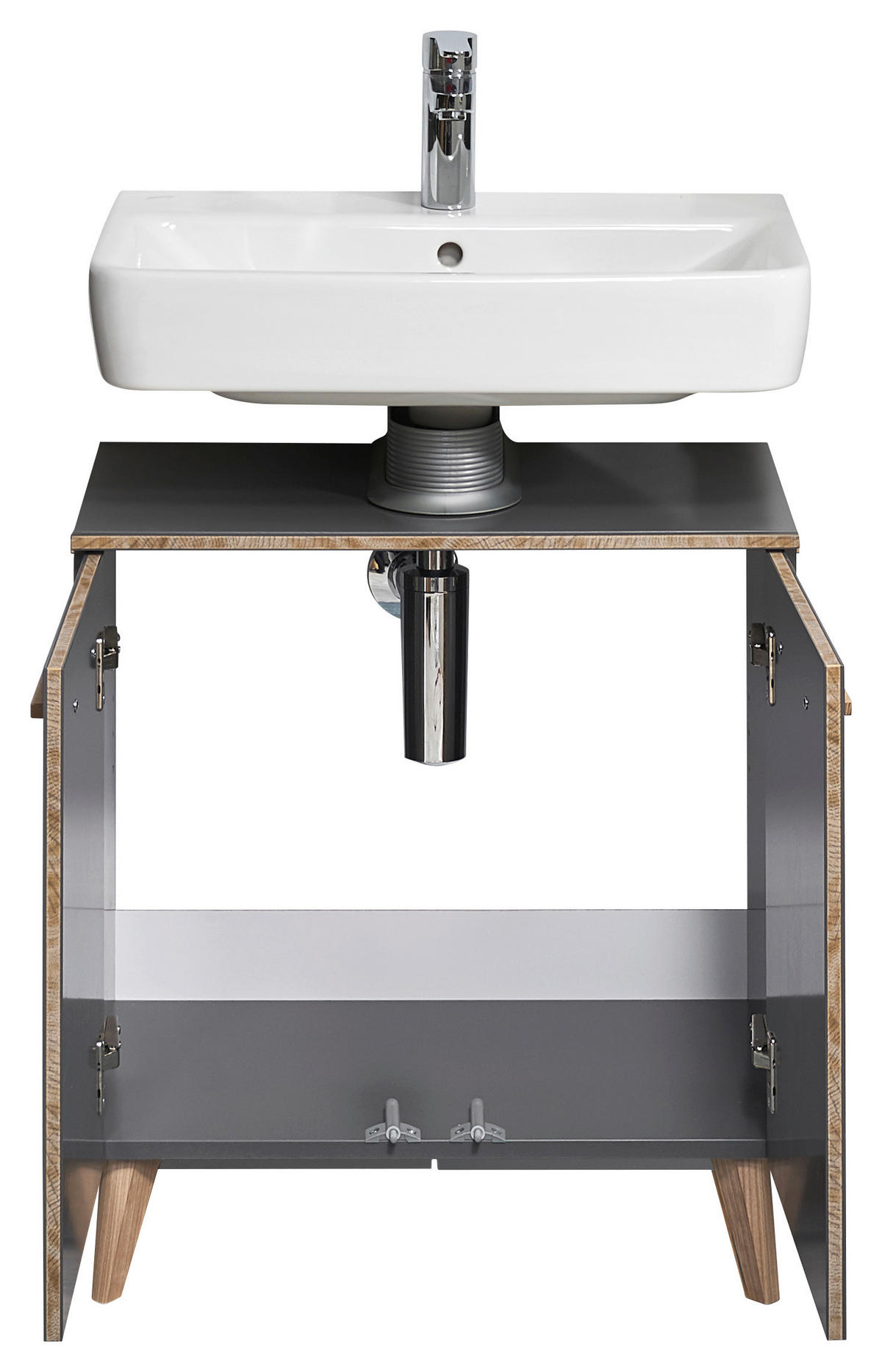 WASCHBECKENUNTERSCHRANK 60/53/33 cm  - Eichefarben/Grau, Konventionell, Holzwerkstoff (60/53/33cm) - Xora