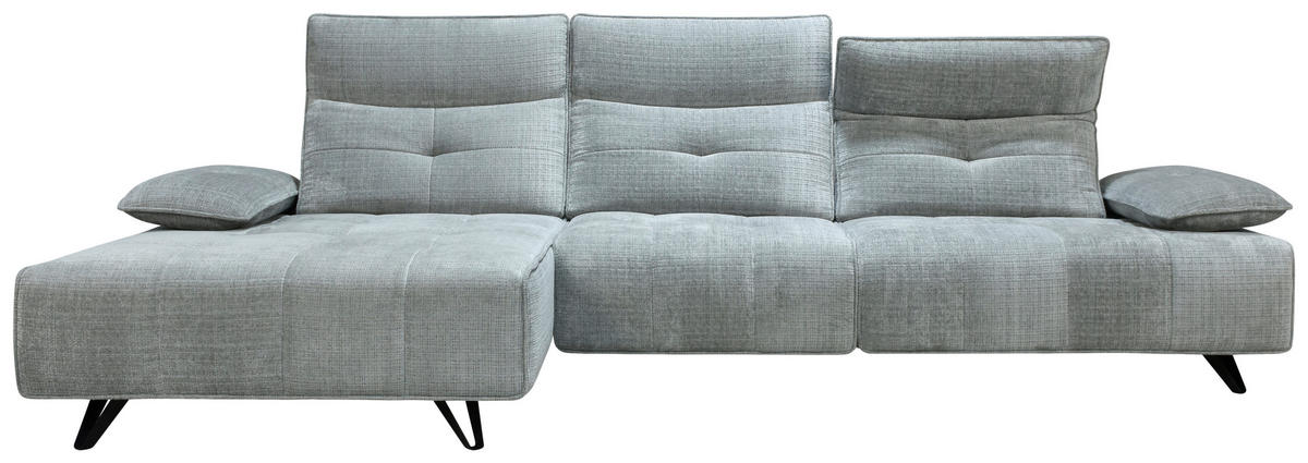 ECKSOFA Hellgrau Chenille  - Hellgrau/Schwarz, Design, Kunststoff/Textil (162/314cm) - Livetastic