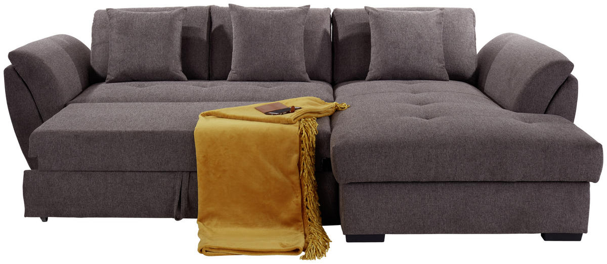 ECKSOFA in Webstoff Braun  - Braun, Design, Kunststoff/Textil (278/187cm) - Livetastic