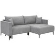 ECKSOFA in Velours Hellgrau  - Hellgrau/Schwarz, KONVENTIONELL, Textil/Metall (226/155cm) - Carryhome