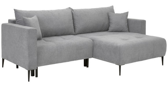 ECKSOFA in Velours Hellgrau  - Hellgrau/Schwarz, KONVENTIONELL, Textil/Metall (226/155cm) - Carryhome