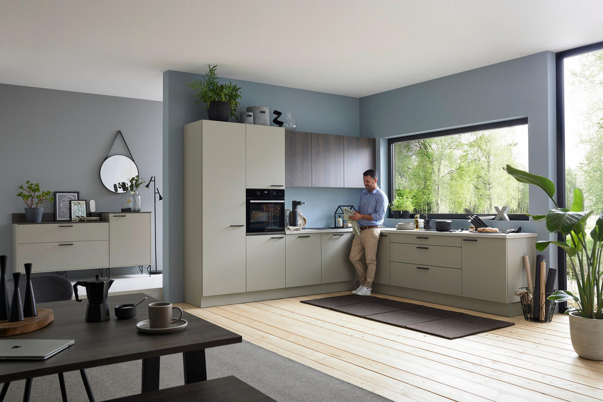 EINBAUKÜCHE   - Grau, Design, Holzwerkstoff - Novel