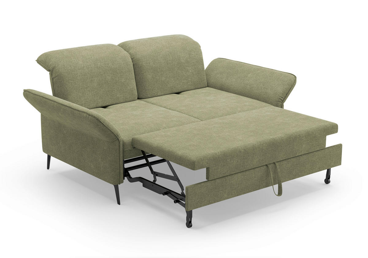 2,5-SITZER Flachgewebe Hellgrün  - Schwarz/Hellgrün, Konventionell, Textil/Metall (189/92/123cm) - Sit & More