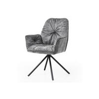 ARMLEHNSTUHL  in Samt, Velours  - Schwarz/Grau, MODERN, Textil/Metall (61/90/59cm) - Livetastic