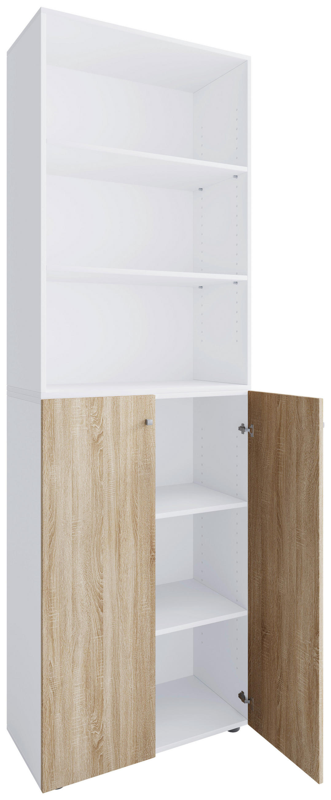 SCHUHSCHRANK Lona  in 70/220/40 cm  - Weiss/Silberfarben, Design, Holzwerkstoff/Kunststoff (70/220/40cm) - MID.YOU