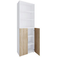 SCHUHSCHRANK Weiß, Sonoma Eiche  - Silberfarben/Schwarz, Design, Holzwerkstoff/Kunststoff (70/220/40cm) - MID.YOU
