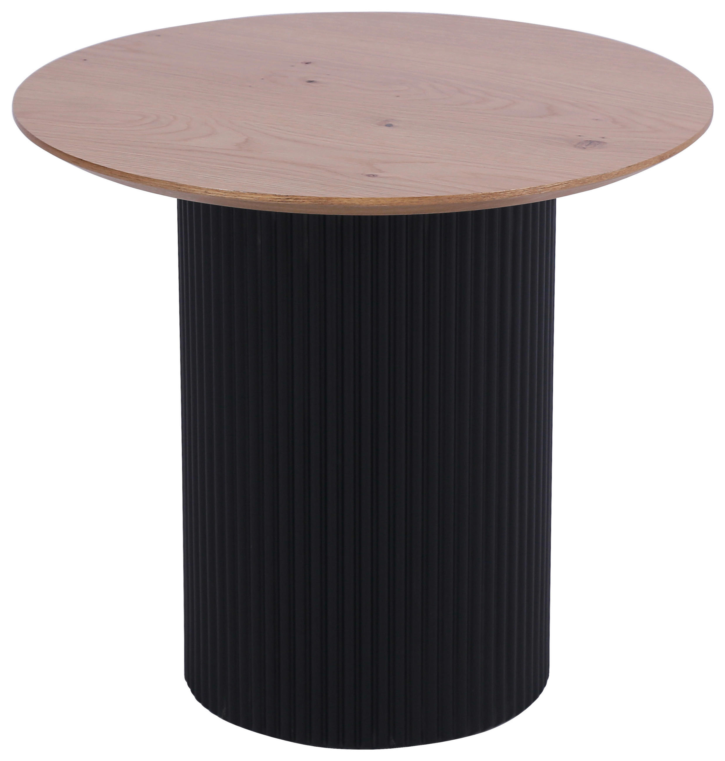 COUCHTISCH Eiche furniert 50/50/48 cm rund Schwarz, Eichefarben  - Eichefarben/Schwarz, Design, Holz/Holzwerkstoff (50/50/48cm) - Stylife