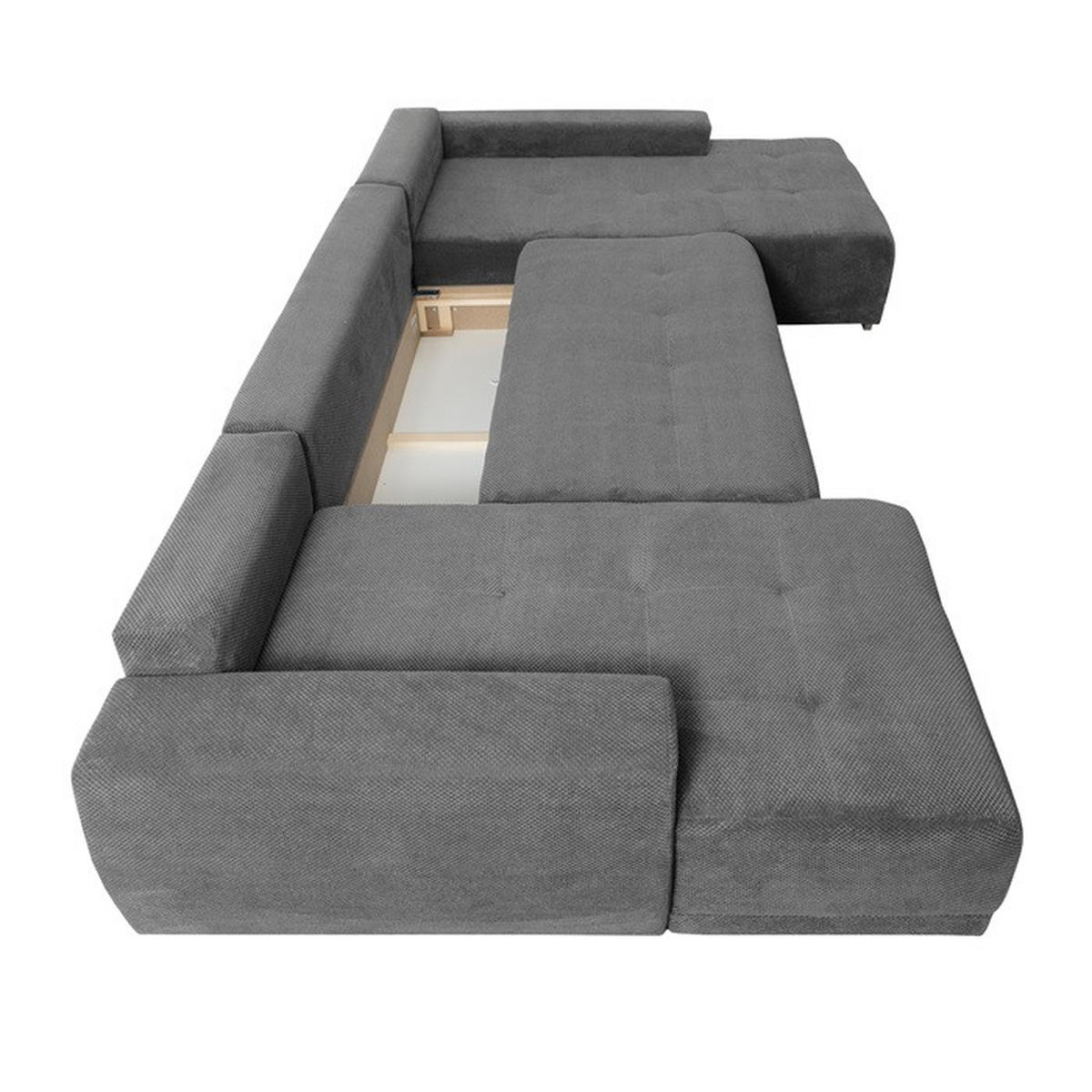 Colțar Extensibil, textil, gri - argintiu/negru, Design, plastic/textil (180/350/203cm) - Carryhome