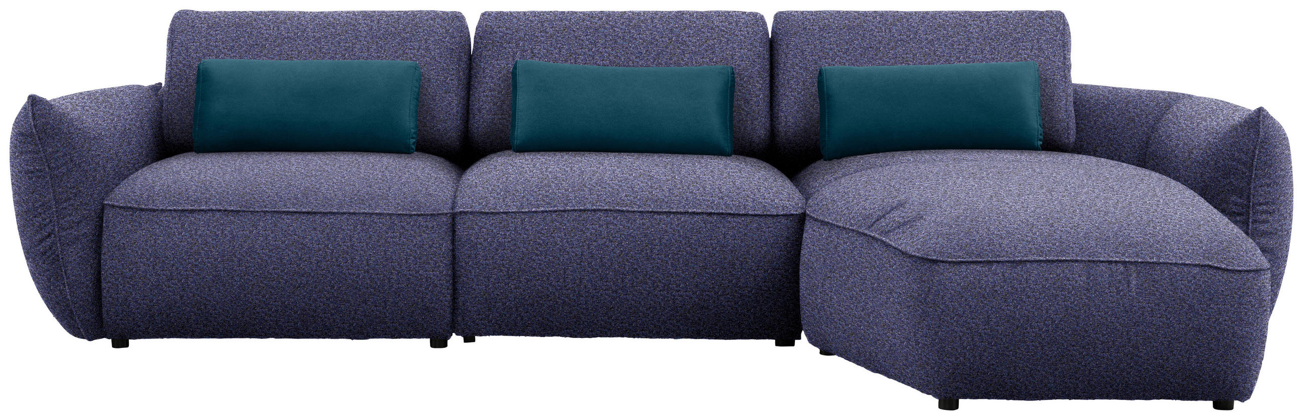 ECKSOFA  in Chenille Blau  340/190 cm  - Blau/Schwarz, Design, Kunststoff/Textil (340/190cm) - Belluti
