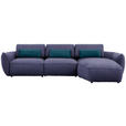 ECKSOFA  in Chenille Blau  340/190 cm  - Blau/Schwarz, Design, Kunststoff/Textil (340/190cm) - Belluti