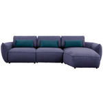 ECKSOFA in Chenille Blau 340/190 cm - Blau/Schwarz, Design, Kunststoff/Textil (340/190cm) - Belluti