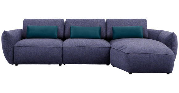 ECKSOFA  in Chenille Blau  340/190 cm  - Blau/Schwarz, Design, Kunststoff/Textil (340/190cm) - Belluti