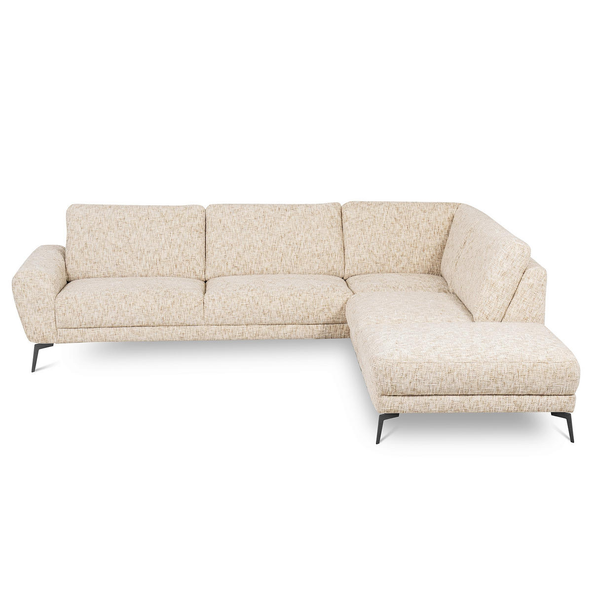 ECKSOFA SPRING Beige Webstoff Zierkissen  - Beige/Schwarz, Design, Textil/Metall (273/250cm) - Livetastic