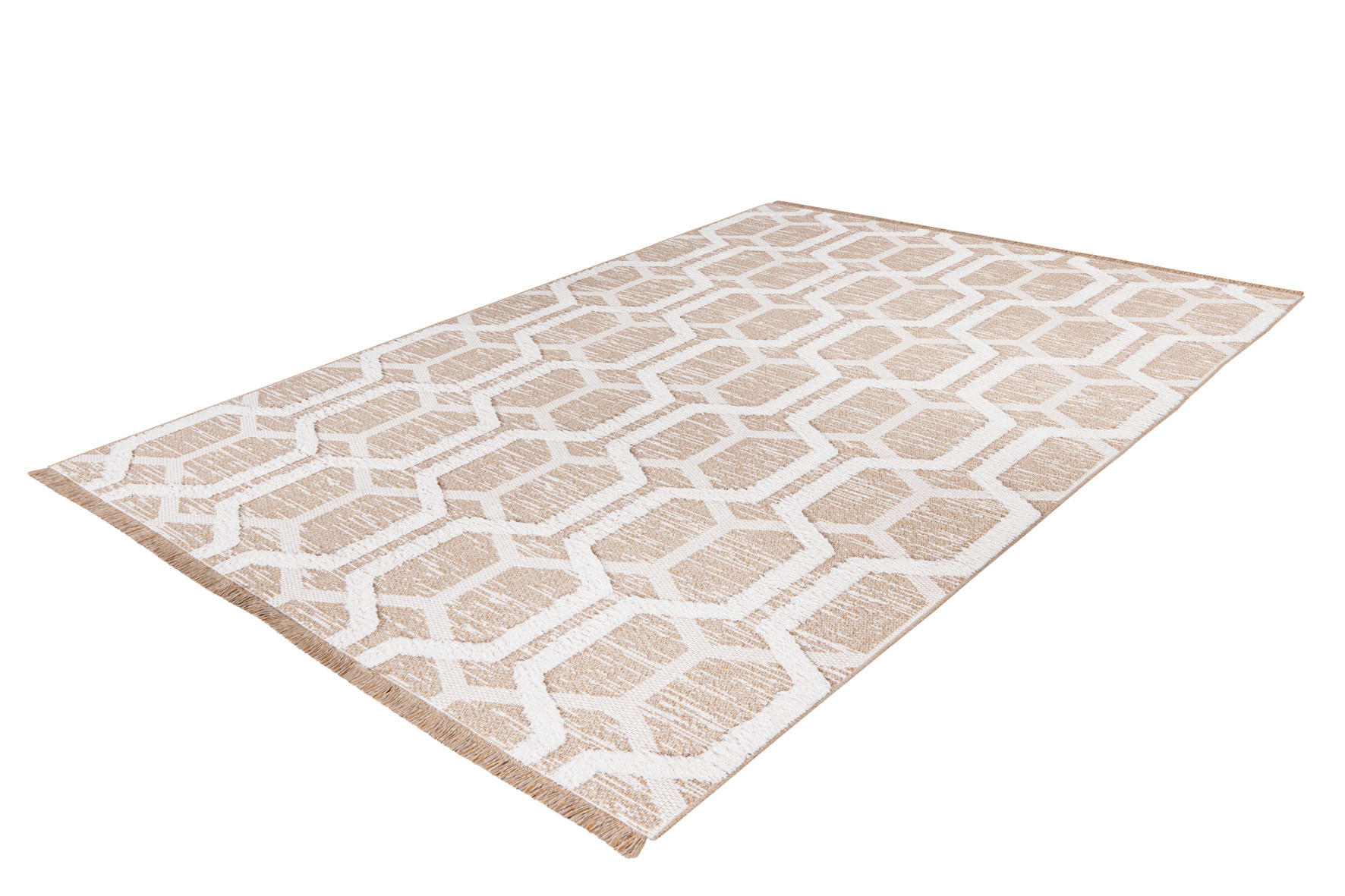 FLACHWEBETEPPICH 120/170 cm My Nomad Weiß, Sandfarben, Beige  - Sandfarben/Beige, Design, Textil (120/170cm) - Obsession