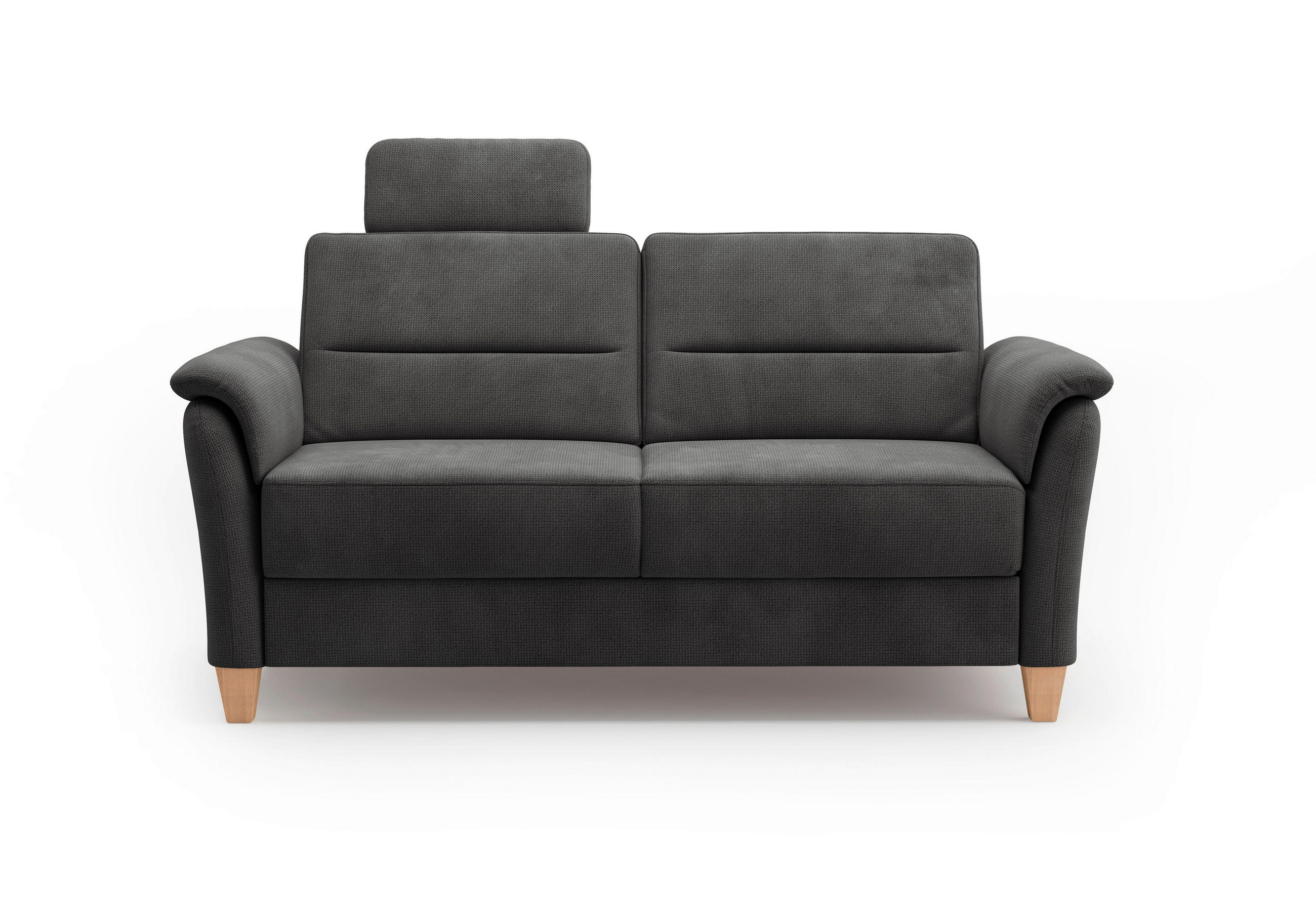 3-SITZER-SOFA in Flachgewebe Schwarz  - Eichefarben/Schwarz, Konventionell, Holz/Textil (179/89/89cm) - Sit & More