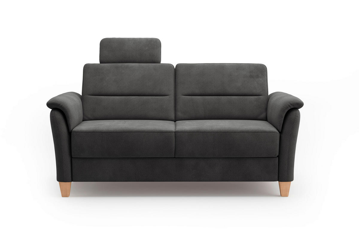 3-SITZER-SOFA in Flachgewebe Schwarz  - Eichefarben/Schwarz, KONVENTIONELL, Holz/Textil (179/89/89cm) - Sit & More