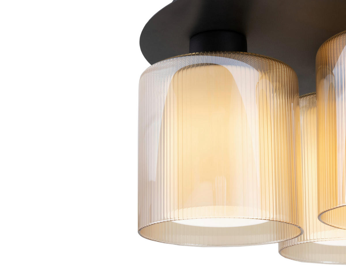 DECKENLEUCHTE 35/21 cm   - Bernsteinfarben, Design, Glas/Metall (35/21cm) - Collet's Monde