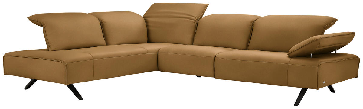 ECKSOFA  in Echtleder Currygelb  230/290 cm  - Currygelb/Anthrazit, Design, Leder/Metall (230/290cm) - Johann Jakob
