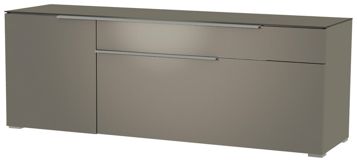 LOWBOARD Grau, Alufarben  160/58/45 cm  - Alufarben/Grau, Design, Glas/Holzwerkstoff (160/58/45cm) - Moderano